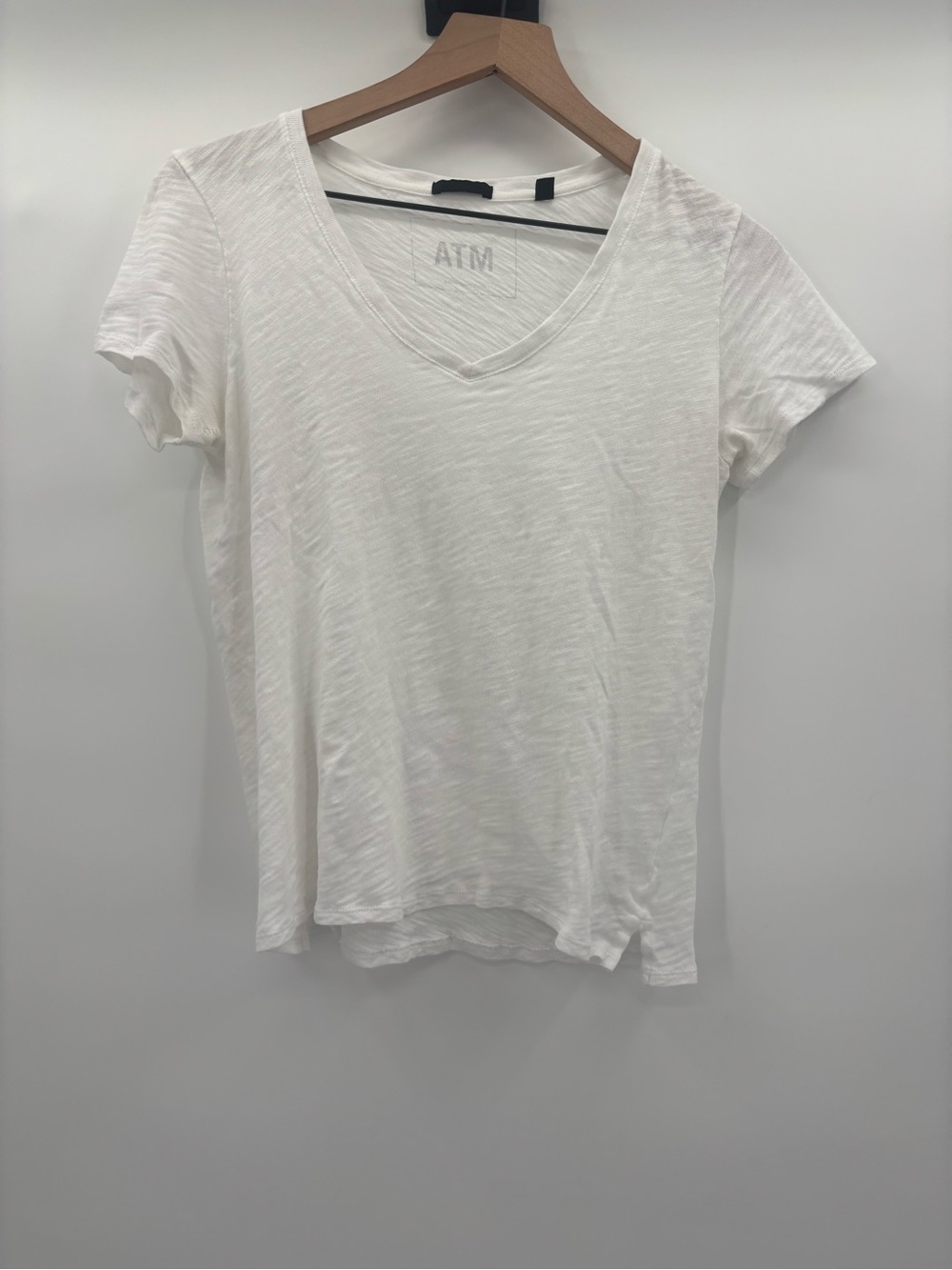 ATM Anthony Thomas Melillo Slub Jersey Classic White V-Neck Short Sleeve Tee Med - Picture 5 of 9